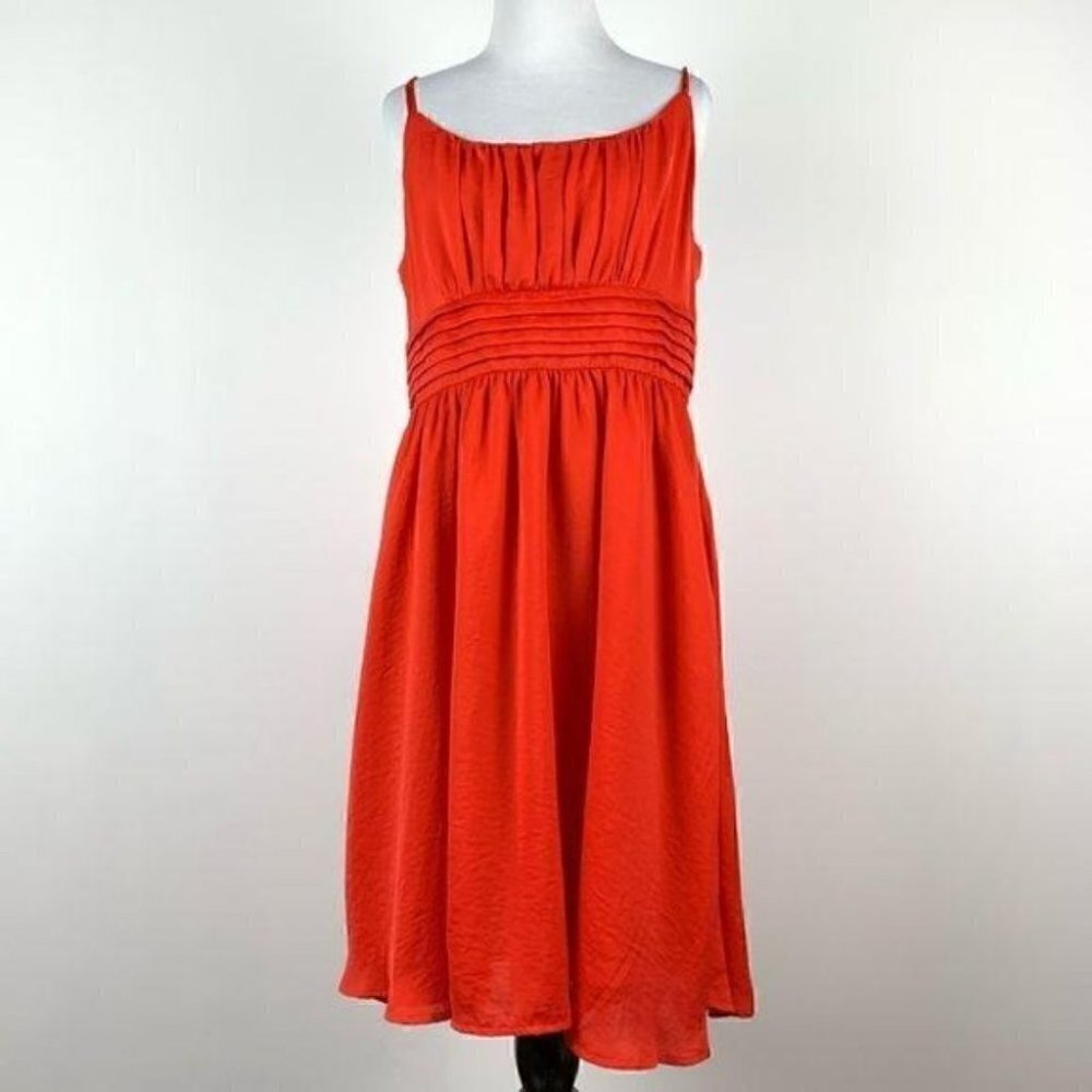 H&M dress size 44 14 Orange pleated smocked neon